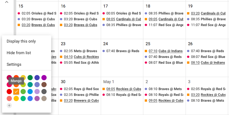 Google Calendar / Highlight Calendar (Orange)