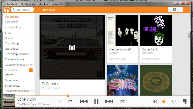 Minimalist Google Music Player