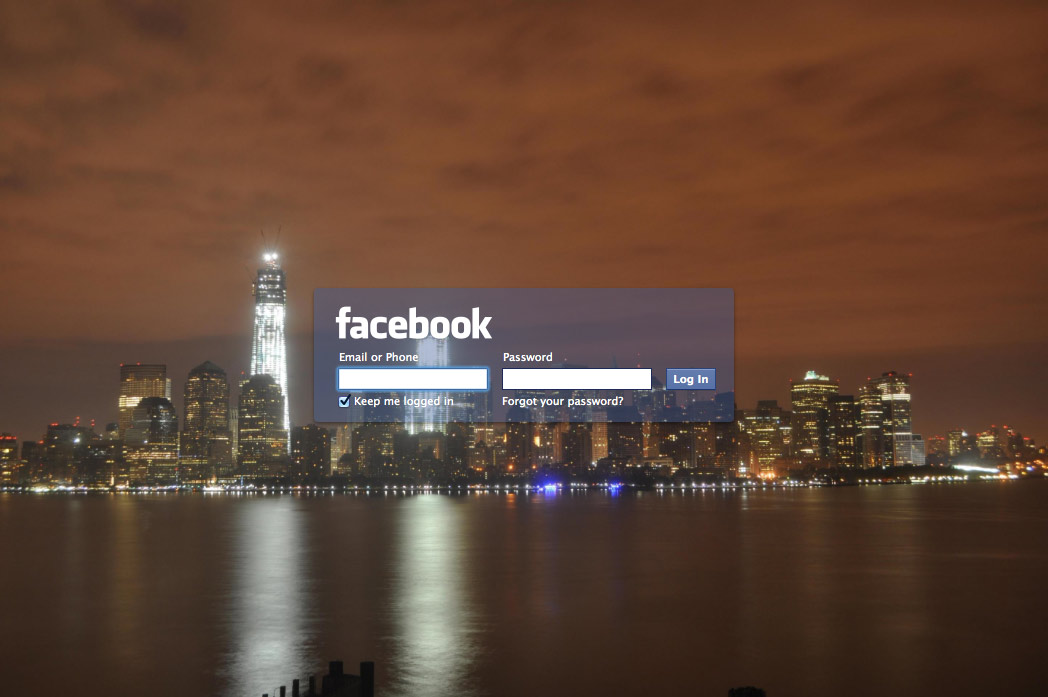 Minimal Facebook Login - New York Live