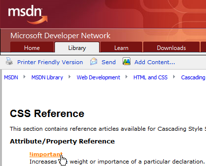 MSDN (Microsoft Developer Network) - Hover Color