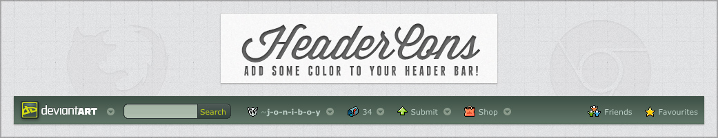 HeaderCons - Add icons to deviantART's header bar!