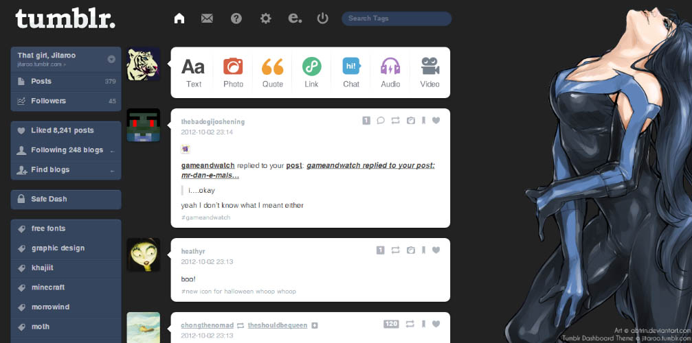 Lady Nightwing - Tumblr Theme [Unusable]