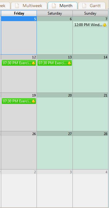 TB Calendar: Color weekends w/ Gray weekdays v1.0