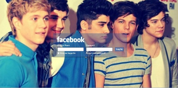 One Direction login screen