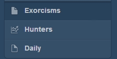 Hunters>Followers, Daily>Drafts,Posts>Exorcisms