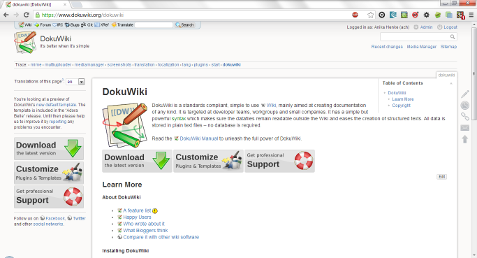 DokuWiki.org in full width