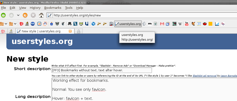 FF3] Bookmarks without text, text after hover.