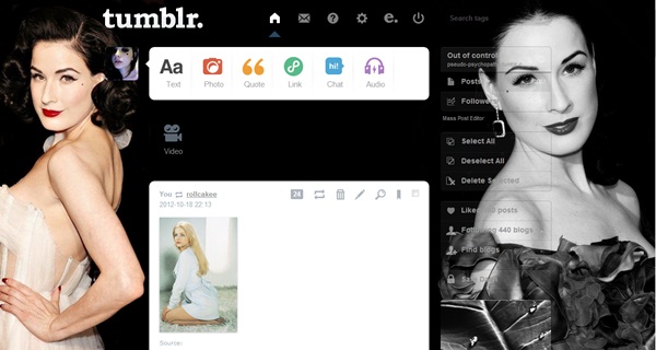 Dita Von Teese tumblr dashboard