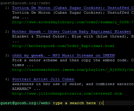 Goosh (google shell) -- darker terminal