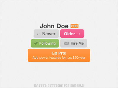 Mattte Butttons for Dribbble