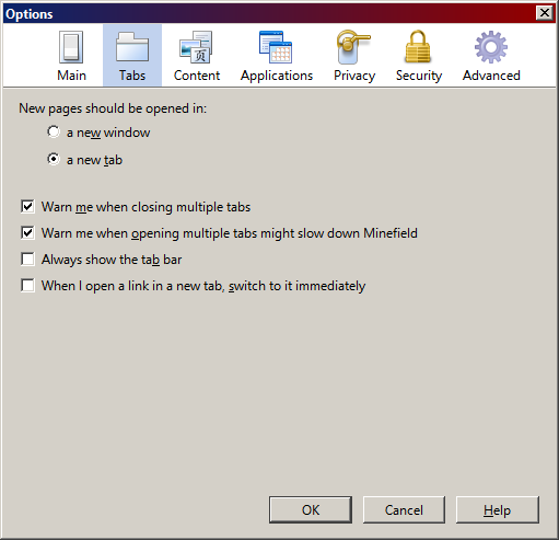 Center the Options/Preferences Tab Buttons