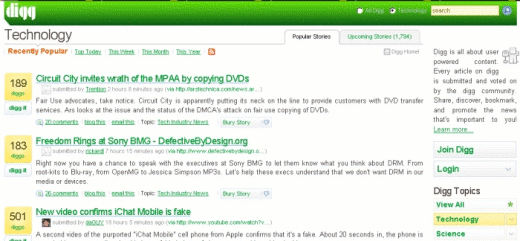 Digg v3 - in Green, fluid width+right sidebar