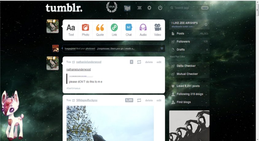 Galaxy Deer Tumblr Dashboard