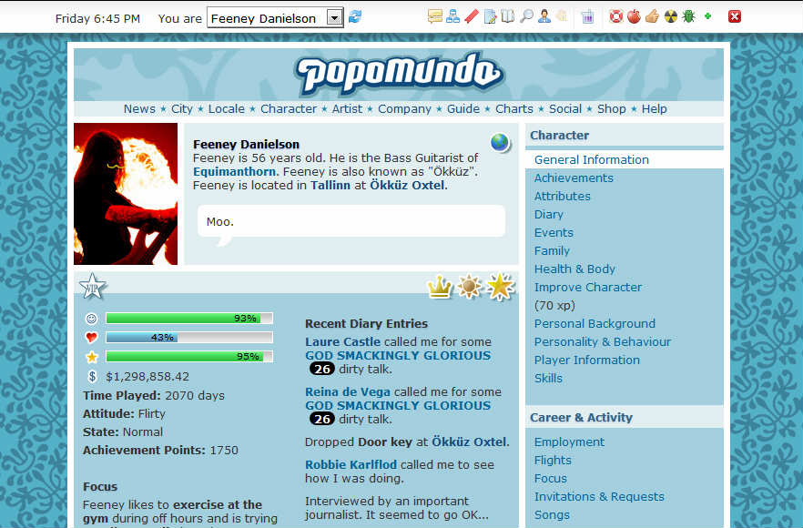 Popmundo V2 Retro Skin