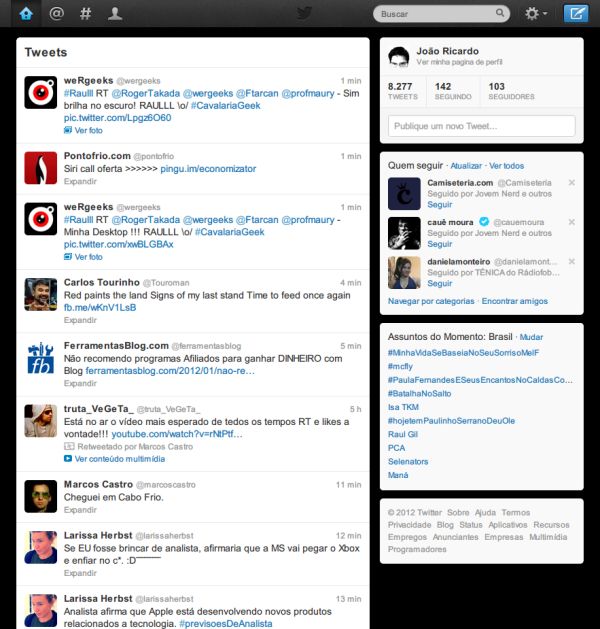 Twitter/Sidebar na direita e ocultar texto do menu