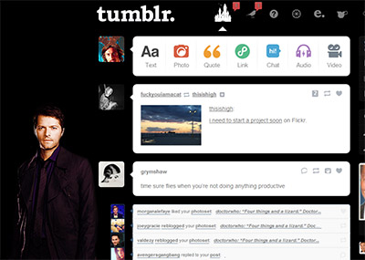 Tumblr dashboard: Castiel