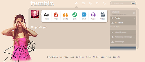 Selena Gomez // Tumblr Dashboard Theme.