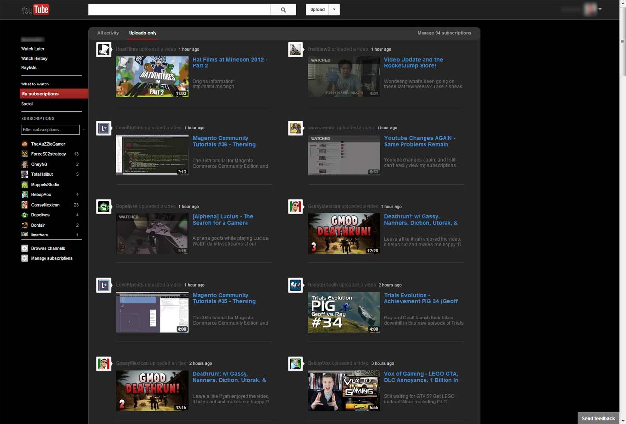 YouTube Black 2-Column