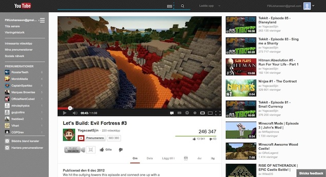 New youtube layout - diagonal stripes