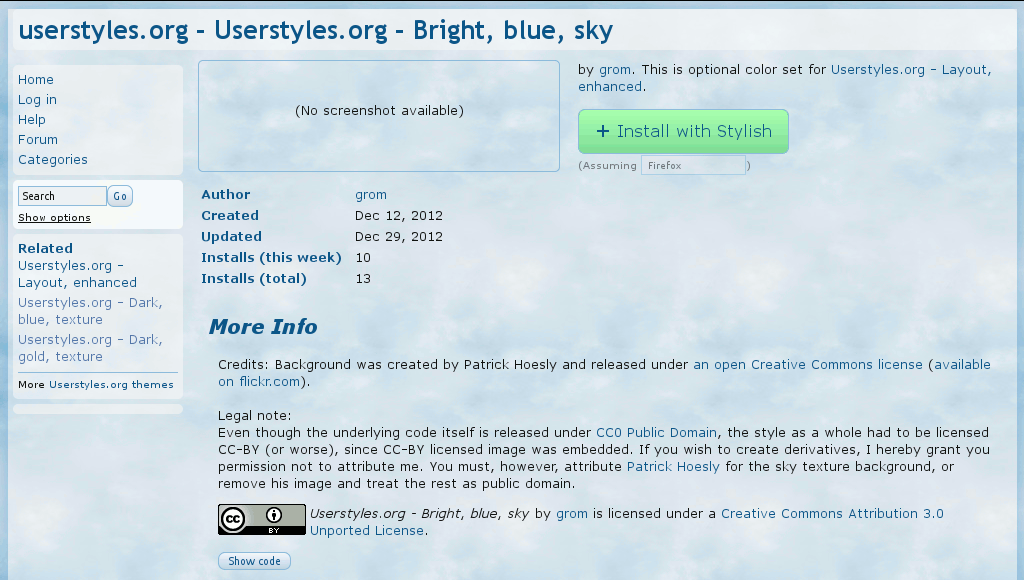 Userstyles.org - Bright, blue, sky