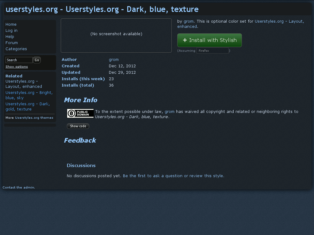 Userstyles.org - Dark, blue, texture