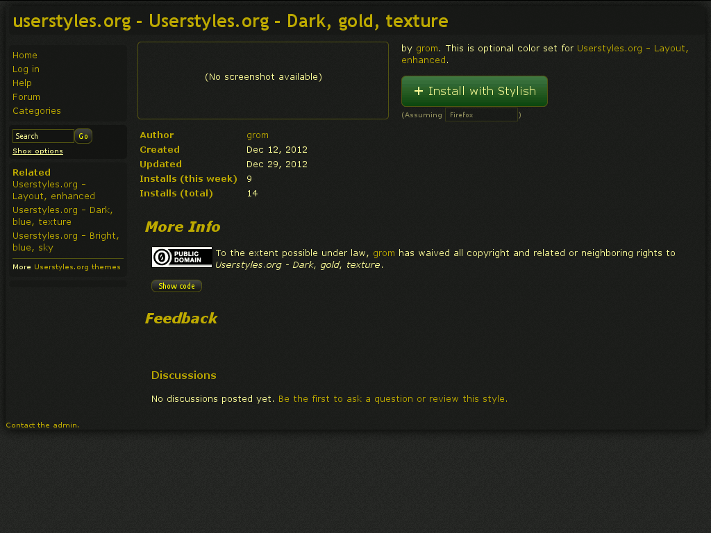 Userstyles.org - Dark, gold, texture
