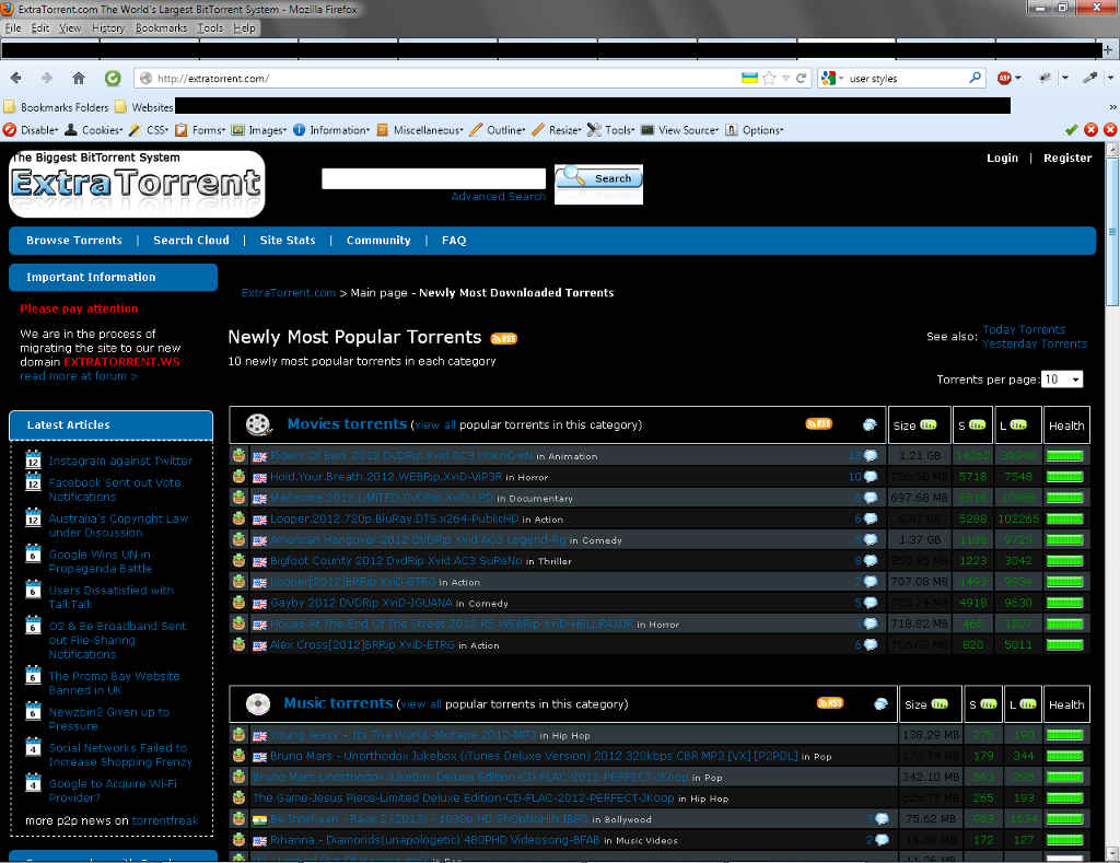 Extratorrent Dark with no ads.