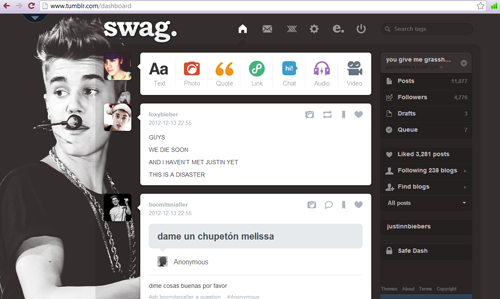 Justin Bieber Tumblr Dashboard Style #2