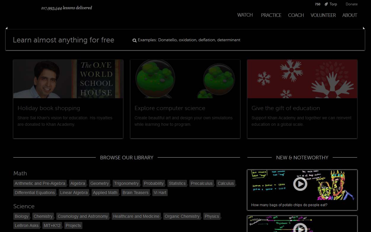 Khan Academy Dark Theme