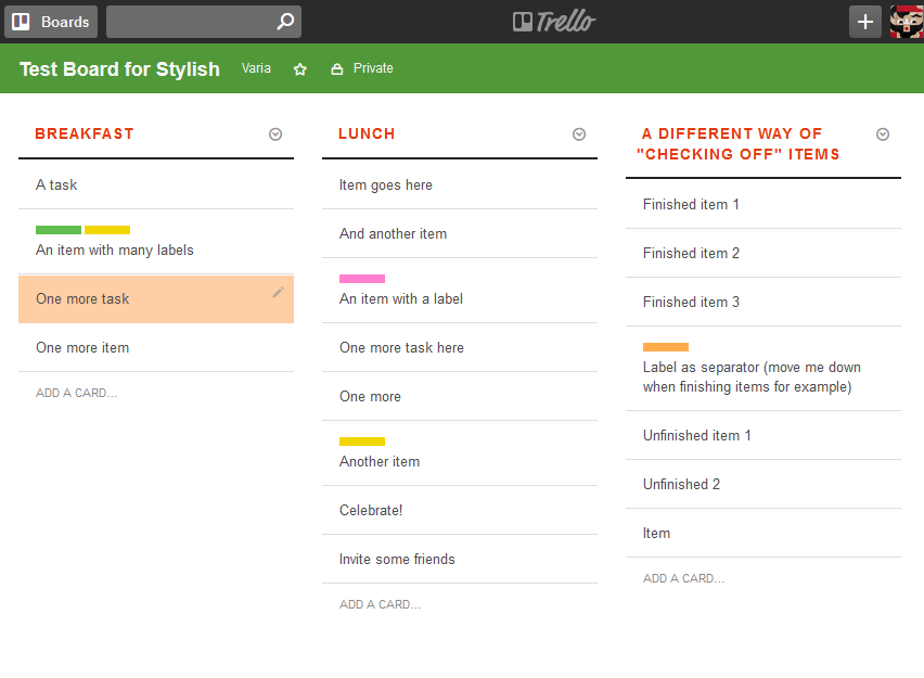 Trello theme: minimal