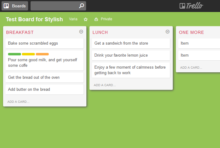 Trello theme: custom board color with black bar