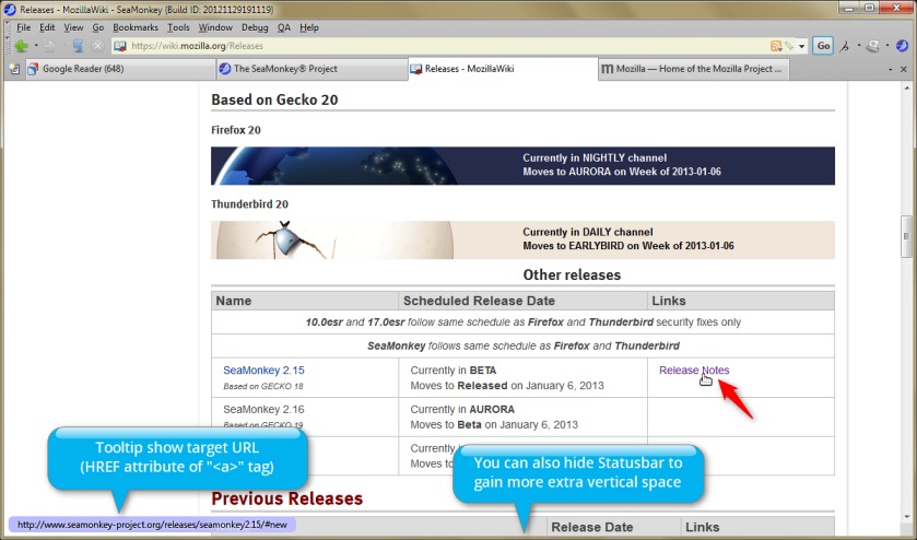 SeaMonkey Show Target URL for Hyperlink