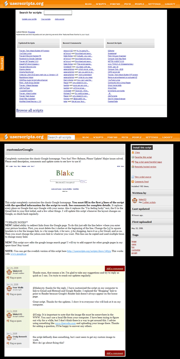 @ USERSCRIPTS.ORG — Dark Redesign Widescreen