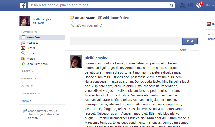 Facebook - sticky left bar with collapsed subitems