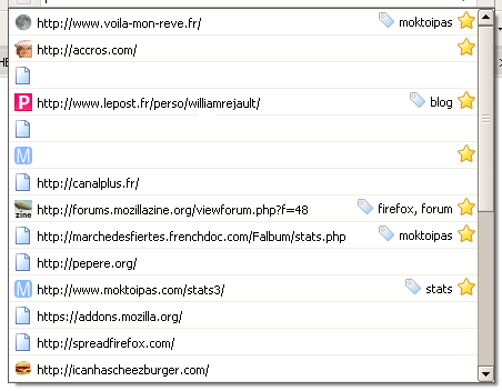 Firefox 3 - Url dropdown on one row (hide Title)