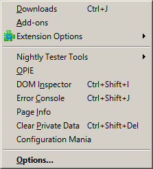 Bold the Options Menu Item