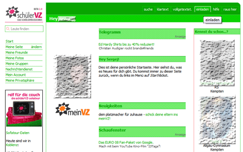 schülerVZ, studiVZ, meinVZ - grün