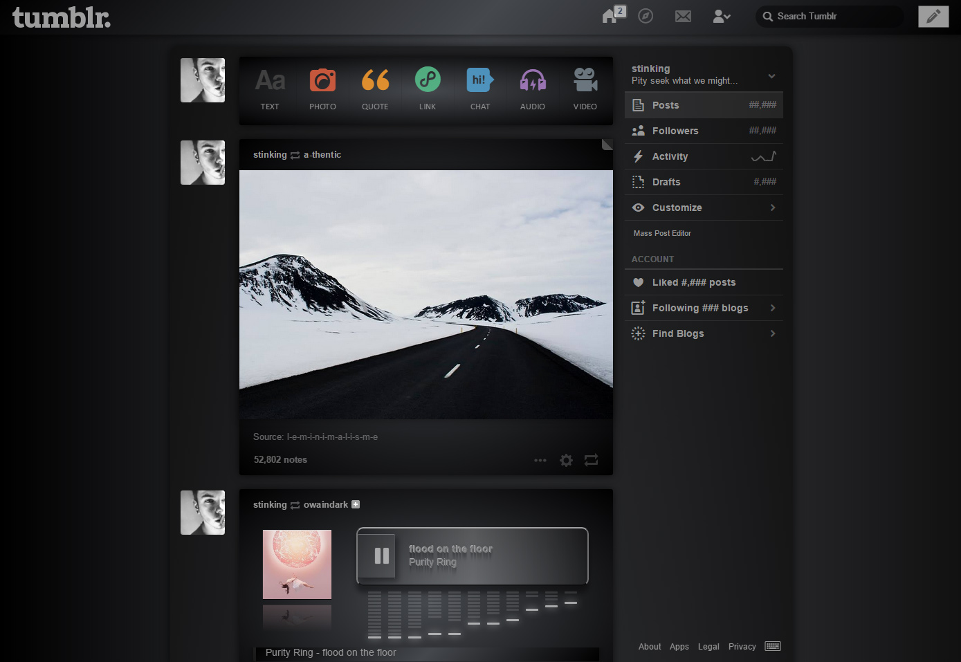 Tumblr - Midnight Chrome Dashboard