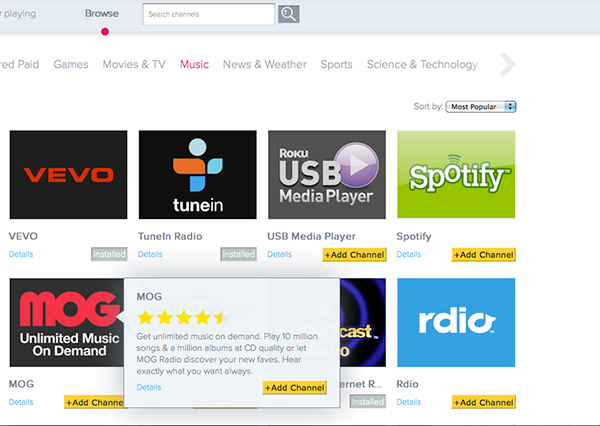 Roku Channel Buttons