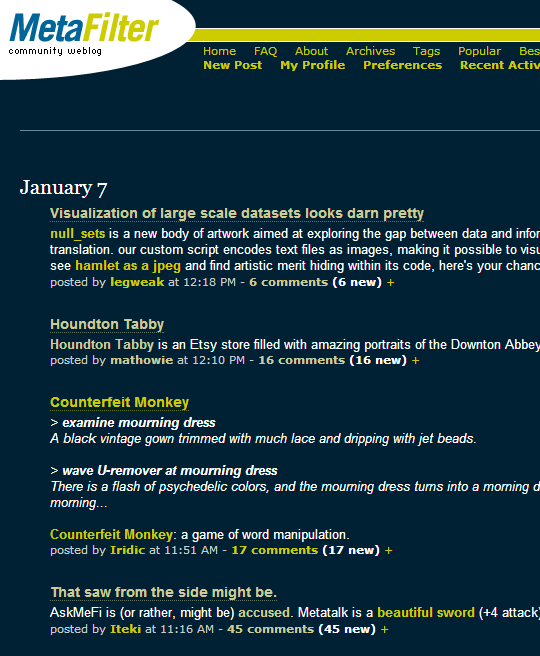 Metafilter alternate headline style
