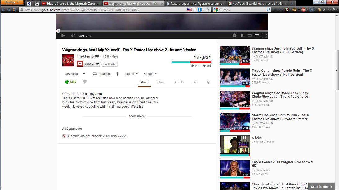YouTube ratings bar colors/thickness