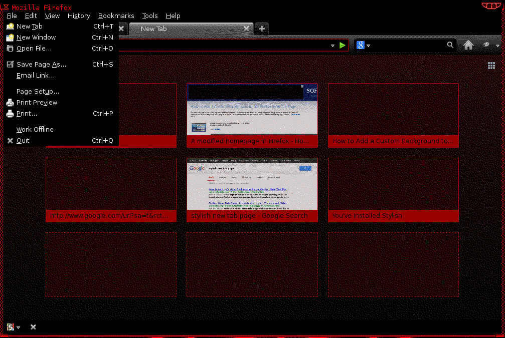 System color new tab page