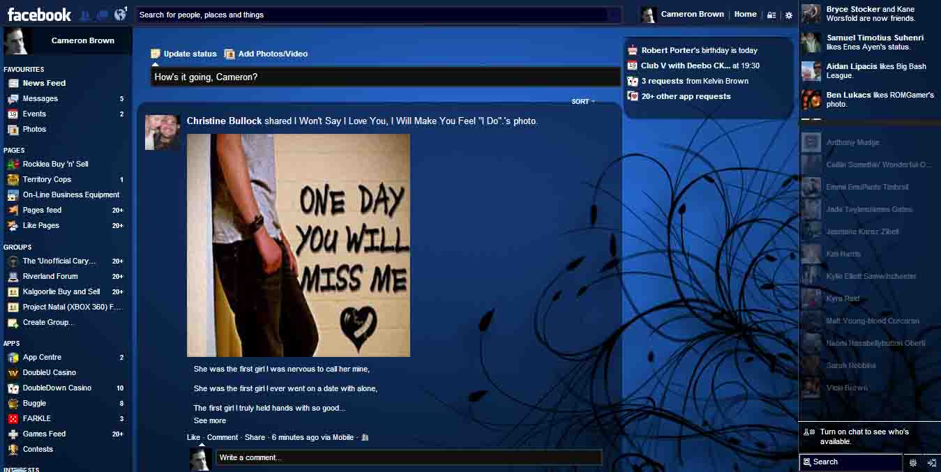 FACEBOOK - Blue, No Ads!, Wide Screen