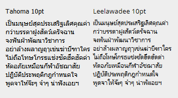 Thai Font Substitution to Leelawadee