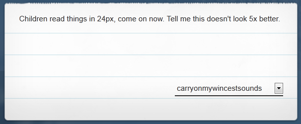 Tumblr - Restyle - Fanmail Font Size