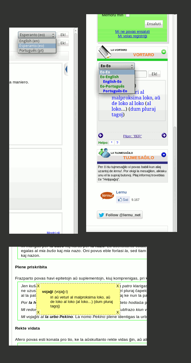 Lernu lingvo-filtrilo kaj opaka vortaro