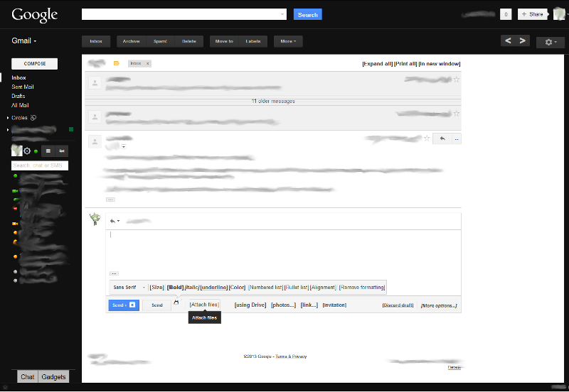 Gmail text buttons