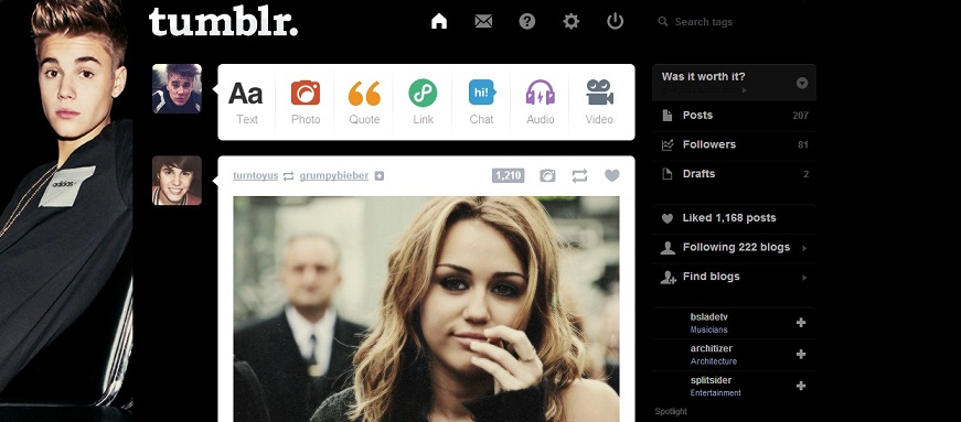 Justin Bieber Dashboard Theme (giveyous)