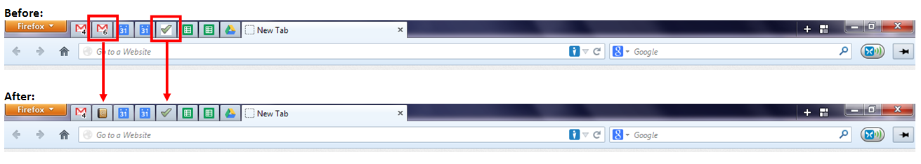 Replace Google Favicons - Gmail Contacts & Tasks