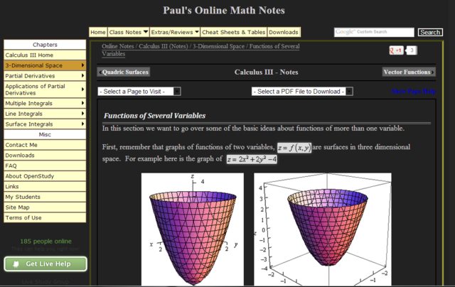 Lamar University - Paul's Online Math Notes - Dark